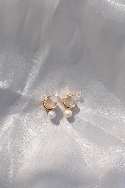 Pearl on Hoops Earrings