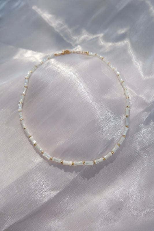 Mother Pearl Bamboo Beaded Necklace