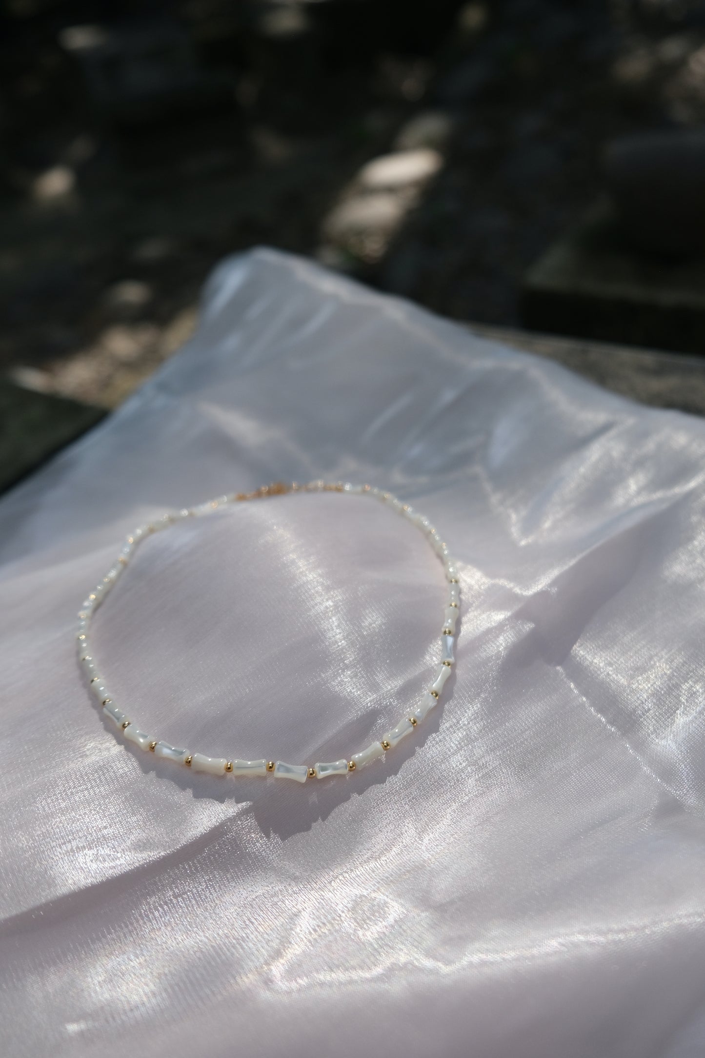 Mother Pearl Bamboo Beaded Necklace